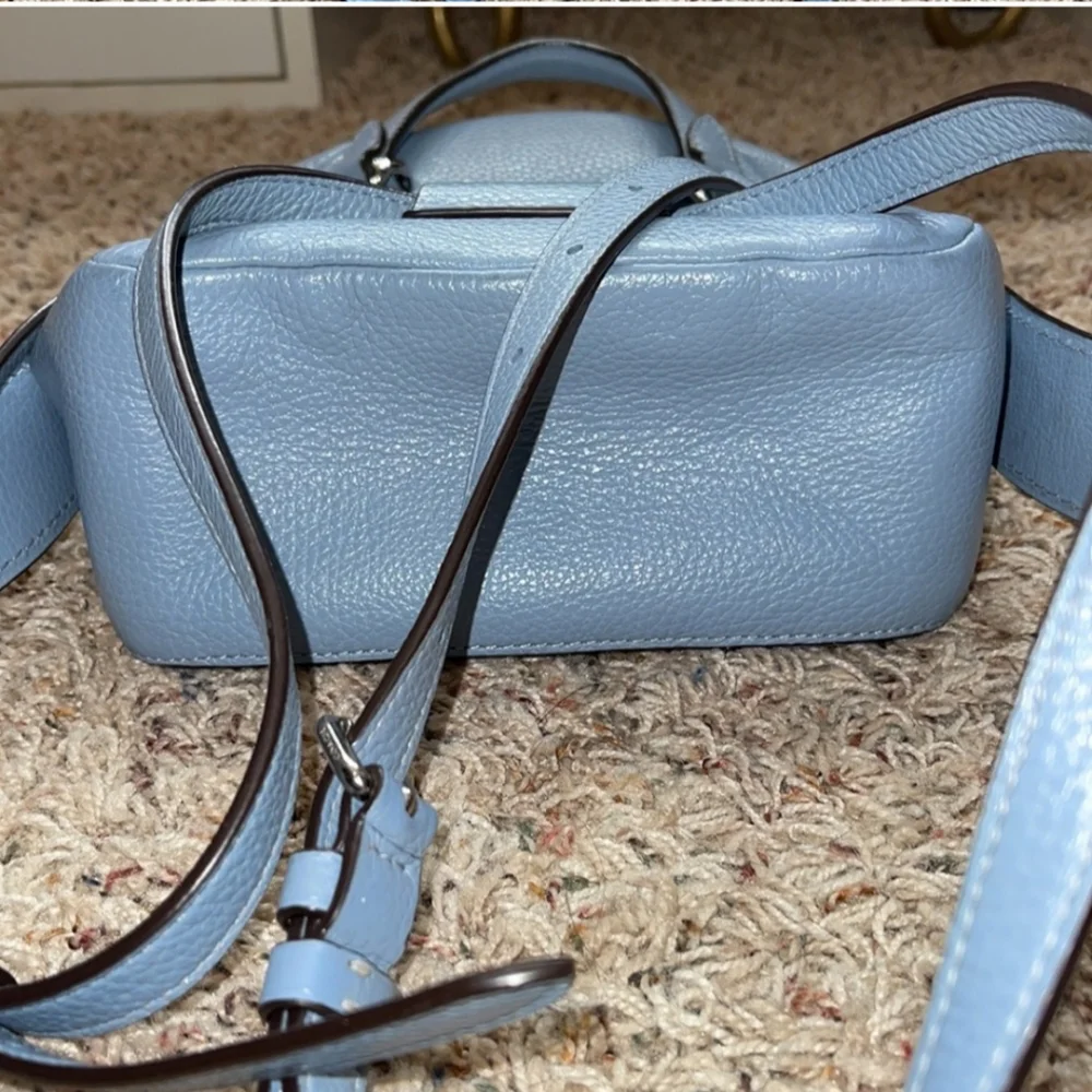 Coach Andi mini Backpack pebbled leather light blue